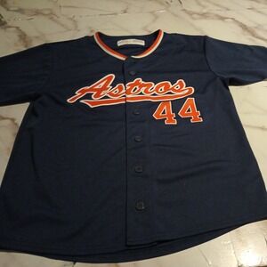 Houston Astros Baseball Jersey Youth L Blue MLB Baseball ALVAREZ 44 Button Up